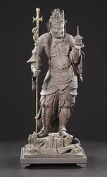 毘沙門天、鎌倉時代（木、金属、金箔、顔料）
