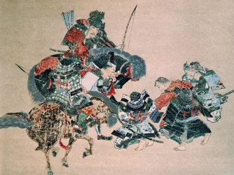 モンゴル人との戦い（水彩・紙）