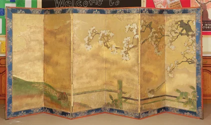 描かれた屏風 一対 日本 17世紀後半から18世紀前半 (一対については144894参照)