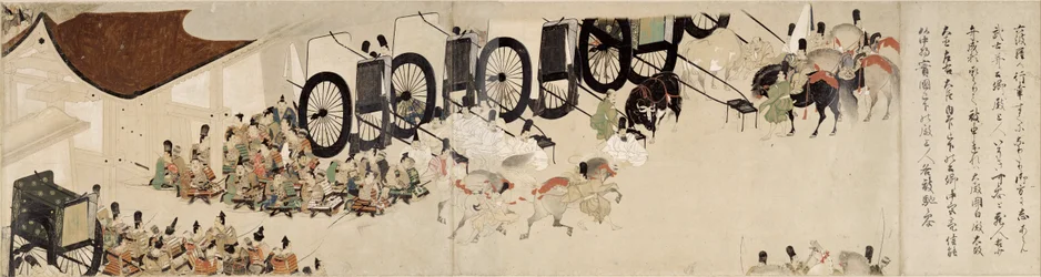 平治（1159-1160）の乱の絵物語（六波羅を訪問）（南北戦争の絵物語、六波羅への行幸） - 匿名の作品、紙に水彩、インク、6巻