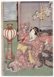 義時の妻・白梅（カラー木版画）