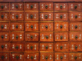 朝鮮王朝時代の木製医療用家具の細部、朝鮮、キム・チョンハク・コレクション。写真、韓国国立中央博物館、大韓民国、2006年。