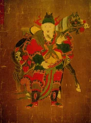 馬を伴う地獄の使者、麻布の掛け軸、朝鮮時代（チョソン、チョソン）（1392-1910年）、朝鮮。大韓民国、ソウル国立博物館