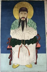 男神檀君（紙に天然顔料）