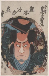 鏡の中の俳優の顔（カラー木版画）