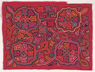 シャツ パネル (モラ)、クナ族、サン ブラス諸島、1950 年代 (綿のアップリケ)