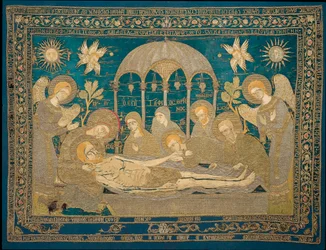 The Entombment - 匿名のロシア人作家によるウールの刺繍