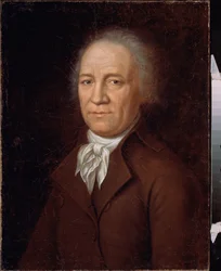 農夫アンドレイ・ボロトフ (1738-1833) の肖像画。 ロシアの巨匠による絵画、キャンバスに油彩、18 世紀後半。 国立歴史博物館、モスクワ。