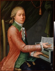 作曲家エフスティグニー・フォミン (1761-1800) の肖像画。 1780年頃のキャンバスに油彩を施したロシアの巨匠の絵。ロシア美術
