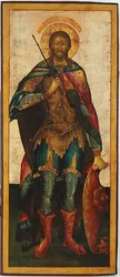 Saint Alexandre Nevski (1220-1263) - (Saint-Alexandre-Nevski) - 聖アレクサンドル ネフスキー - ロシアのアイコン。 パネル上のテンペラ、18世紀後半。 寸法 : 142,5x61 cm イコネン ミュージアム レックリングハウゼン