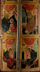 4人の福音書記者 ロシアのアイコン。1660年の木版画。ルーアン、美術館