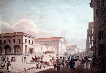 1820年のサンクトペテルブルク、ソドヴァア通りの眺め。匿名の絵画