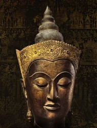 アユタヤ様式の冠をかぶった仏像の頭部（ブロンズ
