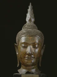 瞑想する仏陀の頭部（ブロンズ