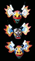 カーニバルの仮面、ベネズエラ（塗装された木）