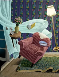Blithe Spirit, 2018（スクラッチボード、デジタル彩色）