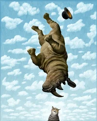Rhinoceros, 2019（スクラッチボード、デジタル彩色）