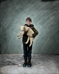 Shepherd Boy With a Lamb, 2017（スクラッチボード、デジタル彩色）