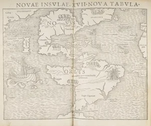 北アメリカの地図、新しい島々、17 の新しい地図、セバスチャン・ミュンスター