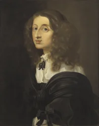 La reine Christine de Suede - スウェーデンのクリスティーナ女王（1626-1689）の肖像、Bourdon, Sebastien (1616-1671)作。キャンバスに油彩。寸法：72x58 cm。ストックホルム国立博物館