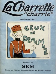 月刊誌「La charrette charrie」（1922年）の表紙にセムが描いたドーヴィルのカジノディーラーのイラスト。