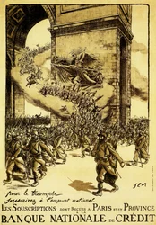 政治ポスター。フランス。1917年。勝利の名のもとに、国債に応募せよ。