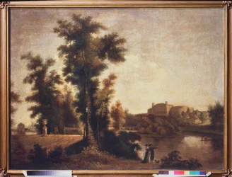 サンクトペテルブルク近郊の風景。 Semyon Fyodorovich Shchedrin (Semion Shchedrin) (1745-1804) による絵画、キャンバスに油彩