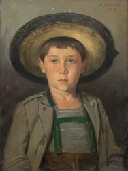 9歳の画家の息子ローベルト・マウラーの肖像