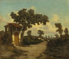 Firenzen ympäristössä, kirjoittanut Serafino De Tivoli (1825-1892), öljy kankaalle, 31x37 cm