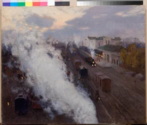 ハリコフ駅 - ヴィノグラドフ、セルゲイ・アルセニーヴィチ（1869-1938） - 1892 - キャンバスに油彩 - 。