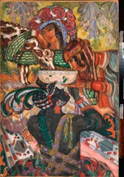 Oriental Fairy Tale - Sergei Yurievich Sudeykin (Serge Soudeikine) (1882-1946) の作品、厚紙にガッシュとテンペラ、1910 年頃、ロシア美術、20 世紀、アール ヌーボー、モダニズム - 地域美術館、タガンログ (ロシア)