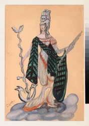Costume preparatoire pour la piece de theatre ""Le triomphe des Etats"" de A Bobrishchev Pouchkine (Bobrishchev-Pouchkine) (A Bobrishchev-Pushkin (Bobrishchev Pushkin) による劇場劇「Triumph of the States」の衣装デザイン - Oeuvre de Sergei Yurievic)
