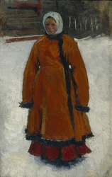 赤い毛皮のコートを着た少女、1903-1906年