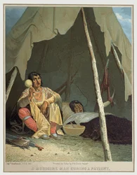 ネイティブ・アメリカンのシャーマン、1850年頃（イラスト）