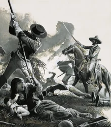 1858年、メキシコ騎兵隊の2部隊がアパッチ族のキャンプを攻撃した。