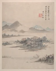 風景、花と鳥、1639年（8枚から成るアルバム、紙にインクと彩色）