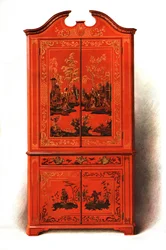 レッドラッカーキャビネット、1907年1908年。