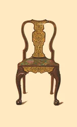 寄木細工が施されたクルミの椅子、1905年