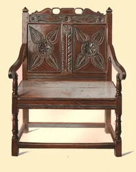 ウェールズのオーク製ダブルチェア、1904