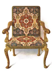 刺繍で覆われた金色の椅子、1906