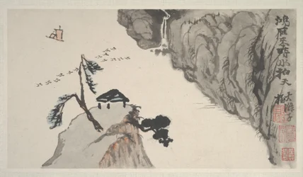 四季の風景（8葉のアルバム、紙にインクと彩色）