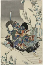 刀を持った雪景色の役者