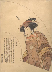 三代目俳優瀬川菊之丞の扇子版画。 1775年。