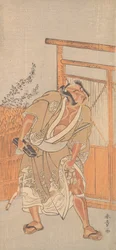 俳優 二代目 中村助五郎 黒漆の郵便箱を持った男 1774年。