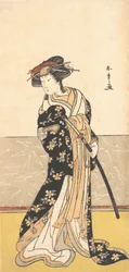 俳優の中村梨子が刀を持った花魁を演じる。 1780年。