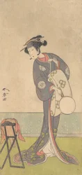 部屋に立つ花魁としての初代中村富十郎、1771年。