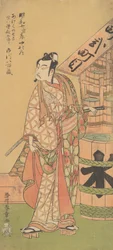 蘇我五郎役の二代目市川八百蔵、1770年2月。