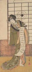二代目 山下金作 娼館に立つ花魁姿 1779年。