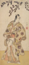 三代目 市川彌生 三代目 楓の木の下に佇む大名 1783年。