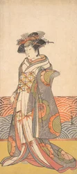三代目 瀬川菊之丞 波模様の駄戸の部屋に立つ女 1779年。